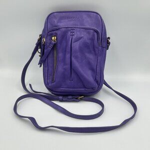 American Leather Co. Cleveland North/South Crossbody Purse Purple Vibrant City